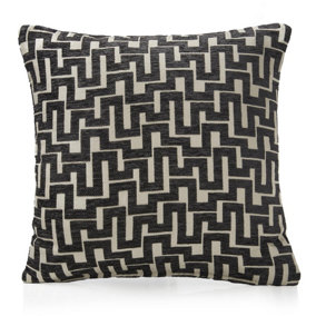 Novo Charcoal 45cm x 45cm Luxury Geometric Chenille Cushion