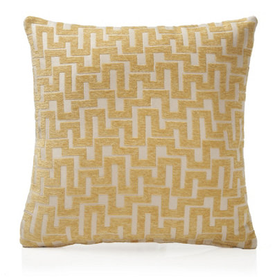 Novo Ochre 45cm x 45cm Luxury Geometric Chenille Cushion