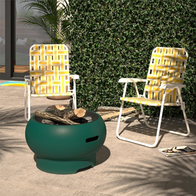 Novogratz Asher Outdoor Fire Pit in Dark Green