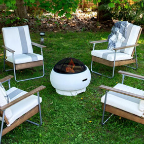 Novogratz Asher Outdoor Fire Pit in White