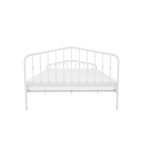 Novogratz bushwick metal bed in white, double