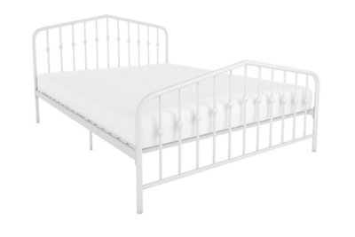 Novogratz bushwick metal bed in white, double