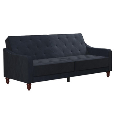 Novogratz vintage tufted futon in blue velvet