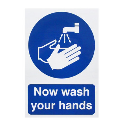 Now Wash Hands 300x200mm Self Adh Semi Rigid PVC | DIY at B&Q