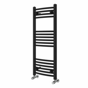 NRG 1000x400 mm Curved Heated Towel Rail Radiator Bathroom Ladder Warmer Black