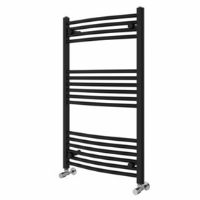 NRG 1000x600 mm Curved Heated Towel Rail Radiator Bathroom Ladder Warmer Black