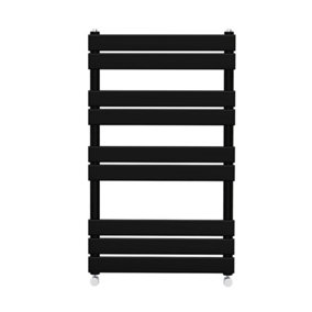 NRG 1000x600 mm Flat Panel Heated Towel Rail Radiator Bathroom Ladder Warmer Black
