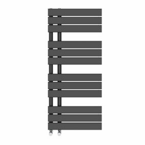 NRG 1126x500 mm Designer Flat Panel Heated Towel Rail Radiator Bathroom Ladder Warmer Black