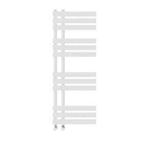 NRG 1200x450 mm Designer D Shape Heated Towel Rail Radiator Bathroom Ladder Warmer White