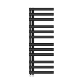NRG 1200x450 mm Designer Oval Column Heated Towel Rail Radiator Bathroom Ladder Warmer Black