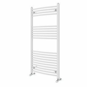 NRG 1200x600 mm Curved Heated Towel Rail Radiator Bathroom Ladder Warmer White