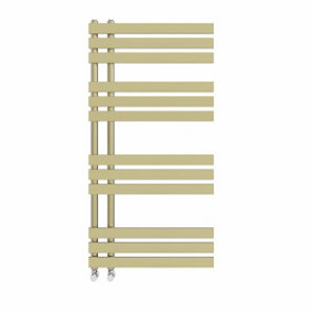 NRG 1200x600 mm Designer D Shape Heated Towel Rail Radiator Bathroom Ladder Warmer Brushed Brass