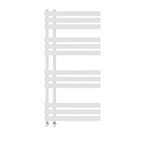 NRG 1200x600 mm Designer D Shape Heated Towel Rail Radiator Bathroom Ladder Warmer White