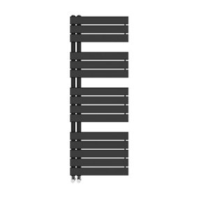 NRG 1380x500 mm Designer Flat Panel Heated Towel Rail Radiator Bathroom Ladder Warmer Black
