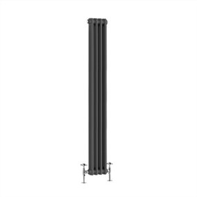 NRG 1500x200 mm Vertical Traditional 2 Column Cast Iron Style Radiator Anthracite