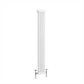 NRG 1500x200 mm Vertical Traditional 2 Column Cast Iron Style Radiator White