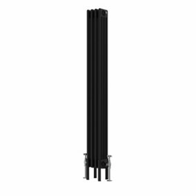 NRG 1500x200 mm Vertical Traditional 4 Column Cast Iron Style Radiator Black
