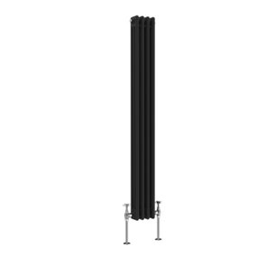 NRG 1500x202 mm Vertical Traditional 3 Column Cast Iron Style Radiator Black