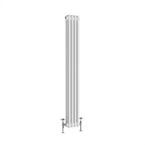 NRG 1500x202 mm Vertical Traditional 3 Column Cast Iron Style Radiator White