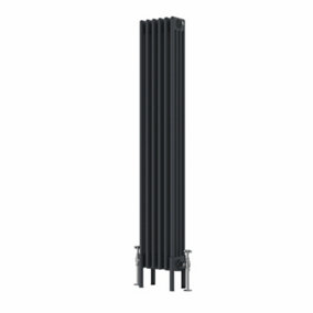 NRG 1500x290 mm Vertical Traditional 4 Column Cast Iron Style Radiator Anthracite