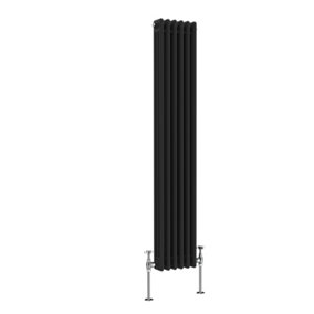 NRG 1500x292 mm Vertical Traditional 3 Column Cast Iron Style Radiator Black