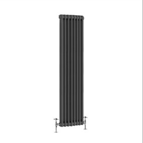 NRG 1500x380 mm Vertical Traditional 2 Column Cast Iron Style Radiator Anthracite