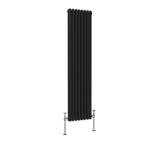 NRG 1500x380 mm Vertical Traditional 2 Column Cast Iron Style Radiator Black