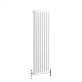 NRG 1500x380 mm Vertical Traditional 2 Column Cast Iron Style Radiator White