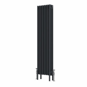 NRG 1500x380 mm Vertical Traditional 4 Column Cast Iron Style Radiator Anthracite