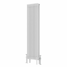NRG 1500x380 mm Vertical Traditional 4 Column Cast Iron Style Radiator White