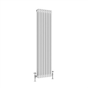 NRG 1500x382 mm Vertical Traditional 3 Column Cast Iron Style Radiator White