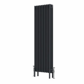 NRG 1500x470 mm Vertical Traditional 4 Column Cast Iron Style Radiator Anthracite