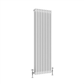 NRG 1500x472 mm Vertical Traditional 3 Column Cast Iron Style Radiator White
