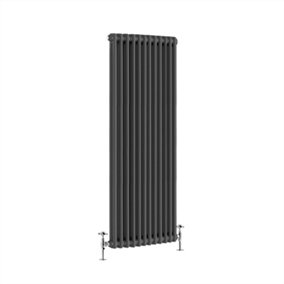 NRG 1500x560 mm Vertical Traditional 2 Column Cast Iron Style Radiator Anthracite