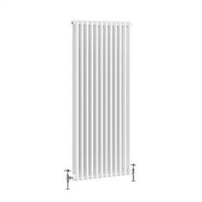 NRG 1500x560 mm Vertical Traditional 2 Column Cast Iron Style Radiator White