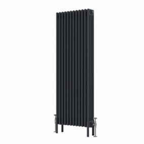 NRG 1500x560 mm Vertical Traditional 4 Column Cast Iron Style Radiator Anthracite