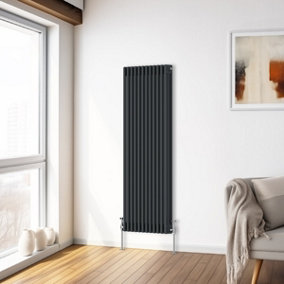 NRG 1500x562 mm Vertical Traditional 3 Column Cast Iron Style Radiator Anthracite