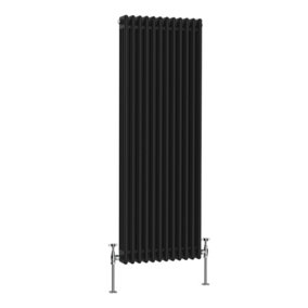 NRG 1500x562 mm Vertical Traditional 3 Column Cast Iron Style Radiator Black