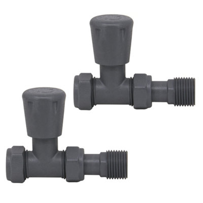 NRG 15mm Anthracite Straight Lockshield Valve Towel Rail Radiator Valves Central Heating Taps