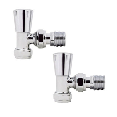 NRG 15mm x 1/2" Chrome Angled Lockshield Valve Towel Rail Radiator Valves Central Heating Taps