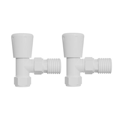 NRG 15mm x 1/2" White Angled Lockshield Valve Towel Rail Radiator Valves Central Heating Taps
