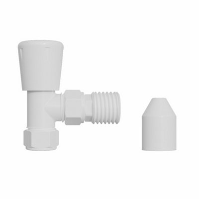 NRG 15mm x 1/2" White Angled Lockshield Valve Towel Rail Radiator Valves Central Heating Taps