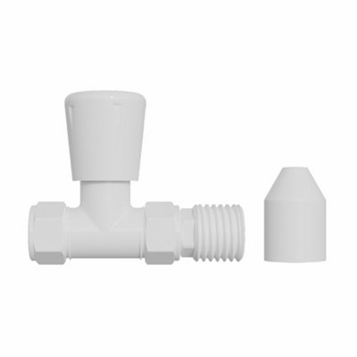 NRG 15mm x 1/2" White Straight Lockshield Valve Towel Rail Radiator Valves Central Heating Taps