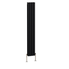 NRG 1600x236mm Vertical Double Oval Column Designer Radiator Black