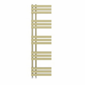NRG 1600x450 mm Designer D Shape Heated Towel Rail Radiator Bathroom Ladder Warmer Brushed Brass