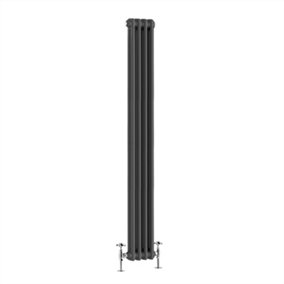 NRG 1800x200 mm Vertical Traditional 2 Column Cast Iron Style Radiator Anthracite