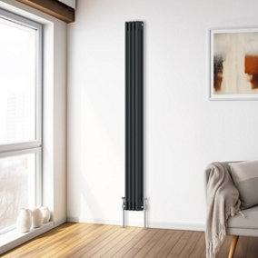 NRG 1800x202 mm Vertical Traditional 3 Column Cast Iron Style Radiator Anthracite
