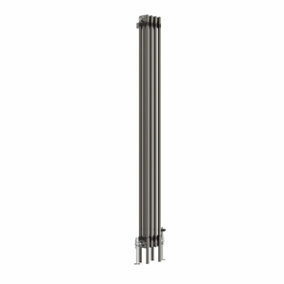 NRG 1800x202 mm Vertical Traditional 3 Column Cast Iron Style Radiator Raw Metal
