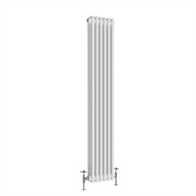 NRG 1800x292 mm Vertical Traditional 3 Column Cast Iron Style Radiator White