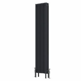 NRG 1800x380 mm Vertical Traditional 4 Column Cast Iron Style Radiator Anthracite